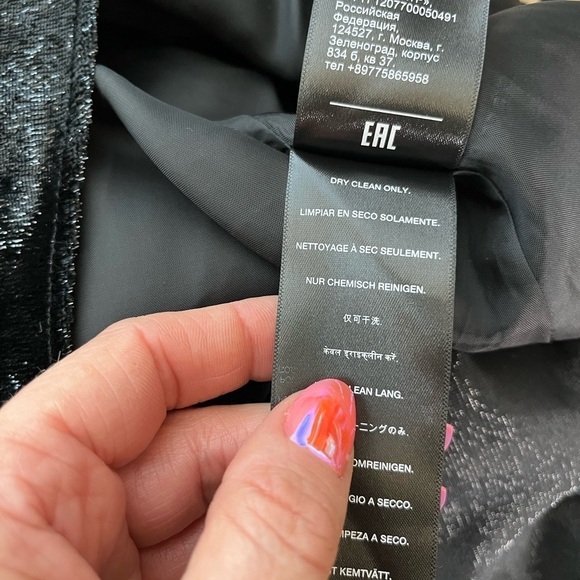 7 for All Mankind One-Shoulder Black Metallic Cocktail Mini Dress, NWT, Medium - Picture 8 of 8